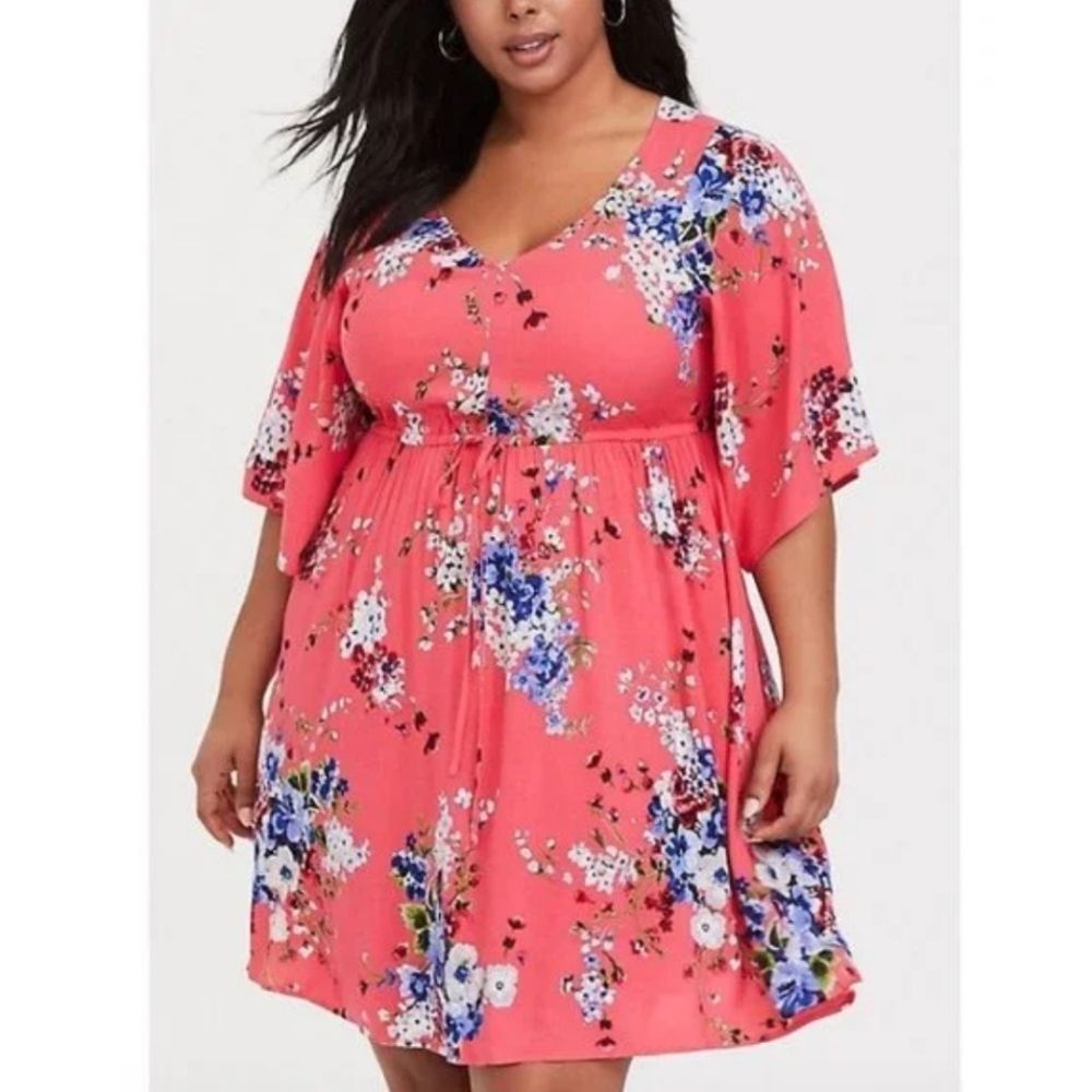 torrid Coral Floral Midi Dress
